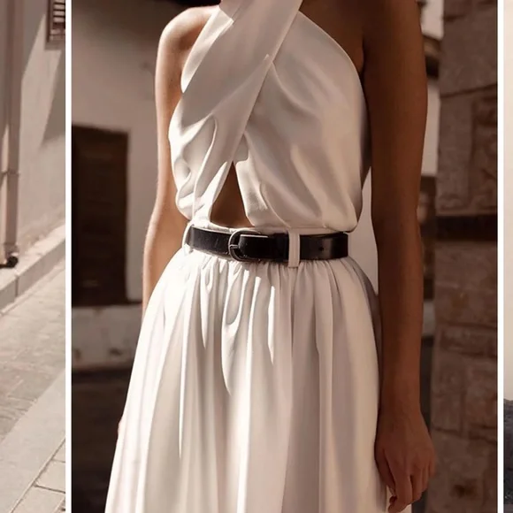 Criss Cross Halter Backless Jumpsuit Without Belt - Picture 3 of 4